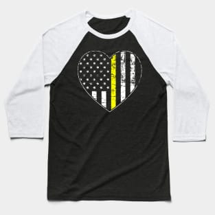 Thin Gold Line Distressed American Flag Heart Baseball T-Shirt